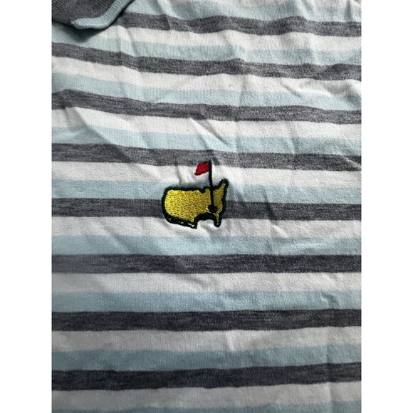 Clubhouse Collection Men's Light Blue Gray White Striped Polo Shirt Size L - Picture 2 of 10